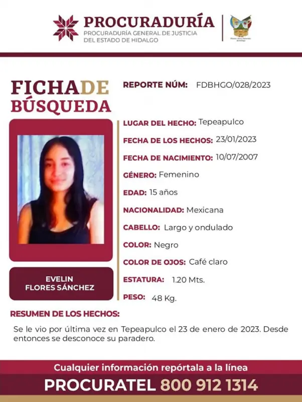 Desaparece otra quinceañera en Hidalgo