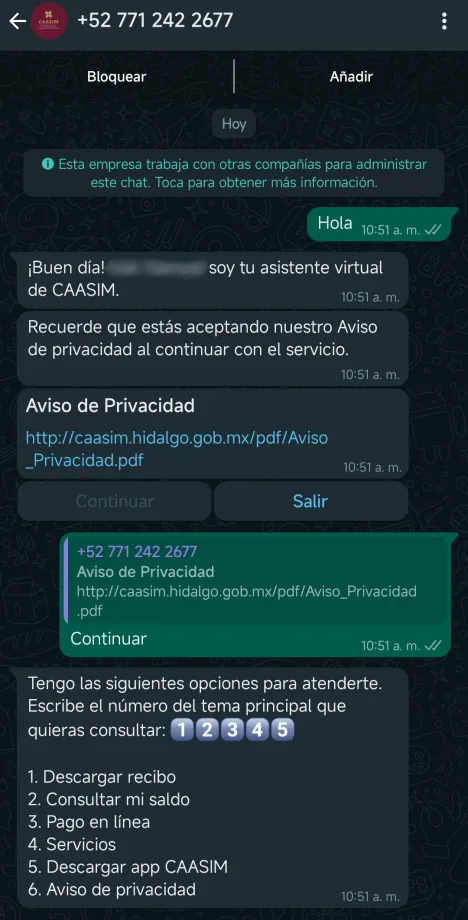 ¿Tienes problemas con tu servicio de agua? Así puedes reportarlos en el chatbot de CAASIM