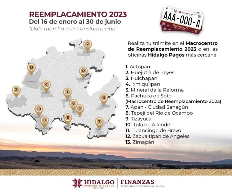Reemplacamiento 2023 en Hidalgo: trámite, costos y todo lo que tienes que saber