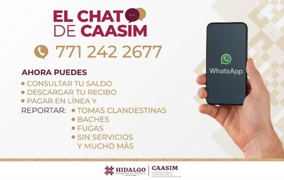 ¿Tienes problemas con tu servicio de agua? Así puedes reportarlos en el chatbot de CAASIM