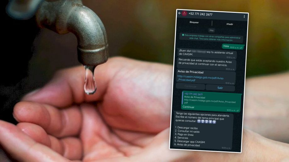 ¿Tienes problemas con tu servicio de agua? Así puedes reportarlos en el chatbot de CAASIM