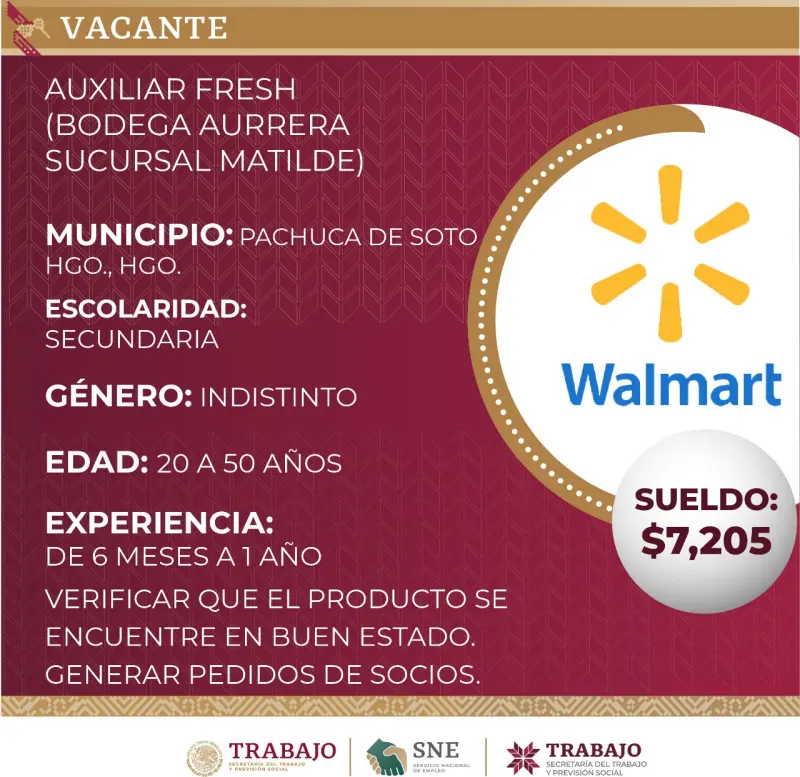 ¿Buscas trabajo? Walmart ofrecerá opciones laborales este martes en Pachuca