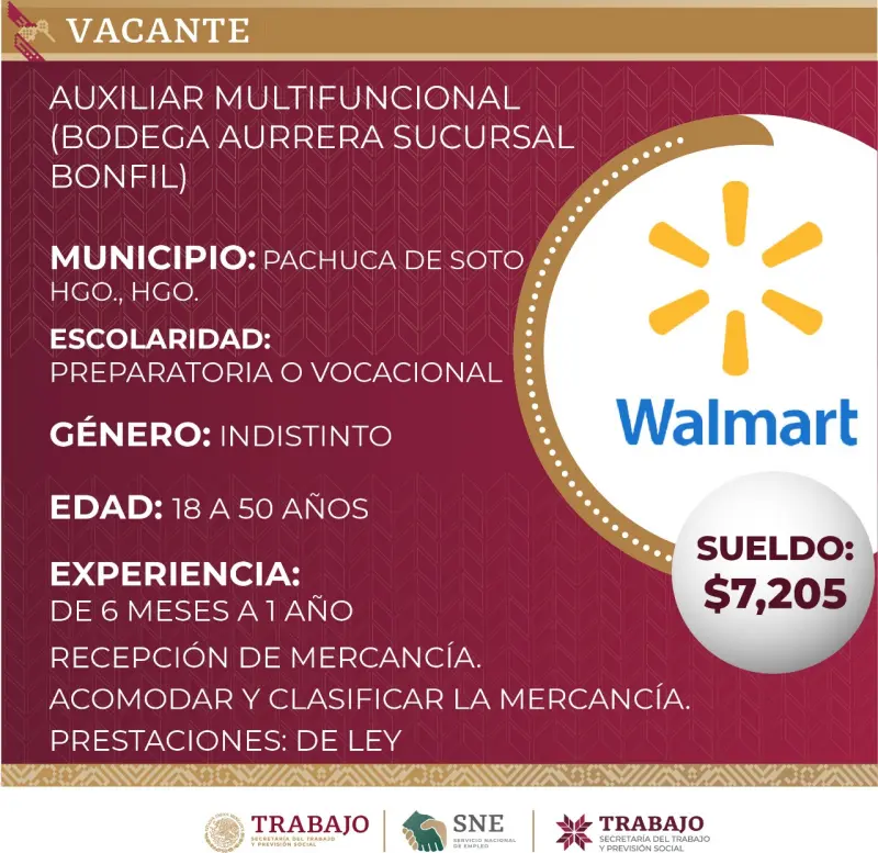 ¿Buscas trabajo? Walmart ofrecerá opciones laborales este martes en Pachuca