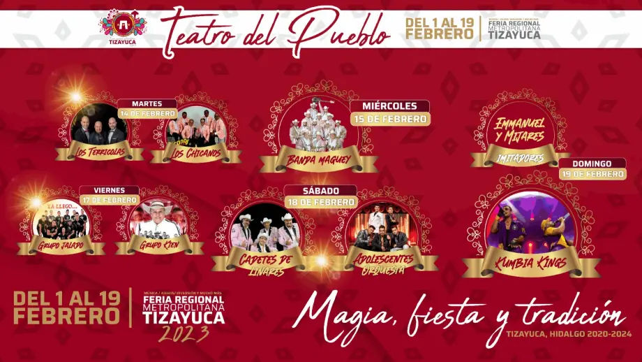 Anuncian Feria Metropolitana de Tizayuca 2023; este es el cartel del Teatro del Pueblo