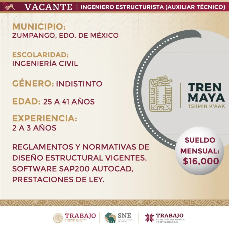 Ofrecen empleo a hidalguenses para trabajar en el Tren Maya; sueldos de $16,000