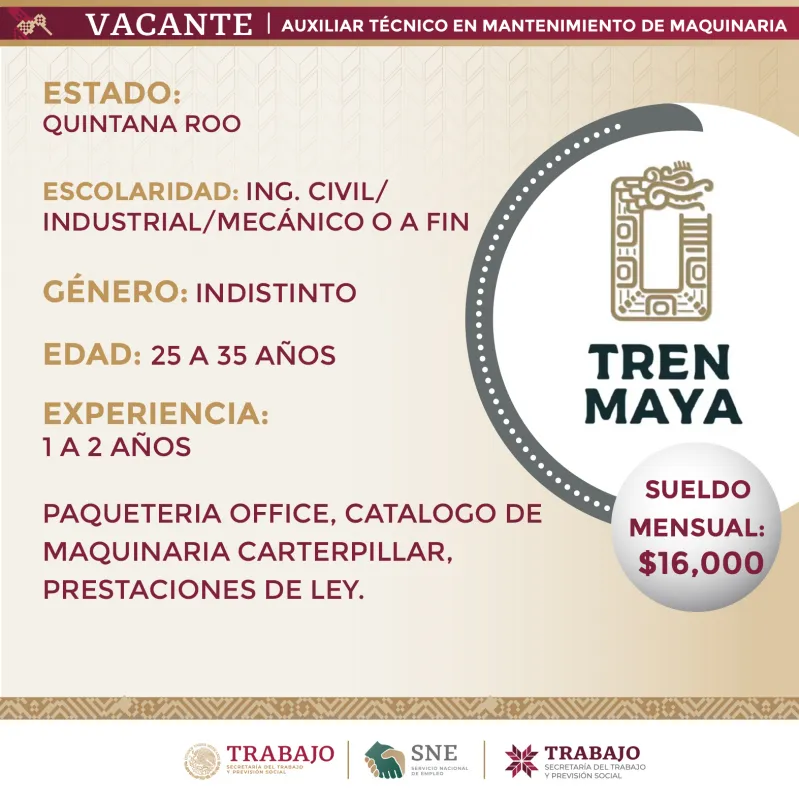 Ofrecen empleo a hidalguenses para trabajar en el Tren Maya; sueldos de $16,000