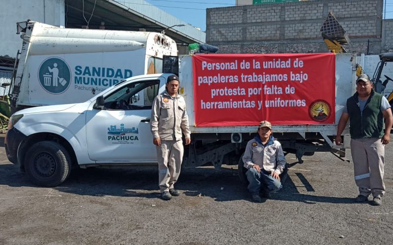 #Manifestación 👷 Trabajan bajo protesta en el municipio de Pachuca