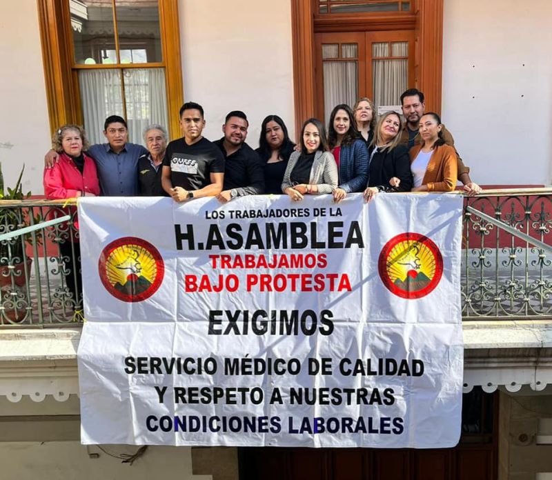 #Manifestación 👷 Trabajan bajo protesta en el municipio de Pachuca