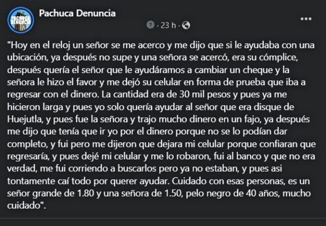 Paqueros vuelven a atacar en Pachuca: dos casos de estafa el mismo día
