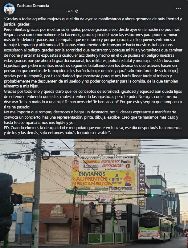 El Tuzobús: la discordia en las marchas feministas de Pachuca