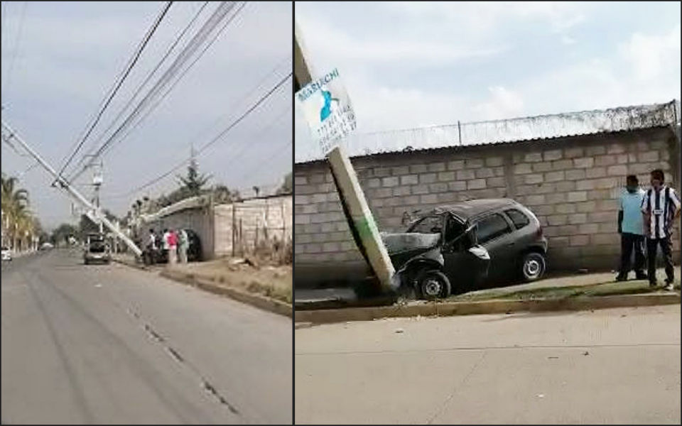 #Video 😰 Hombre fallece tras impactar su auto contra un poste de luz en el sur de Pachuca