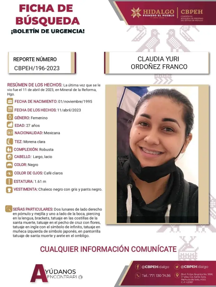 Claudia Yuri desapareció en Mineral de la Reforma; piden ayuda para encontrarla