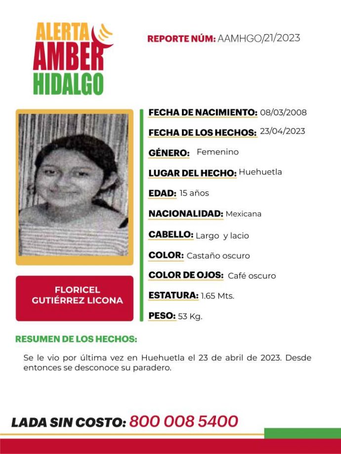 Activan Alerta Amber por desaparición de joven madre y su bebé en Hidalgo