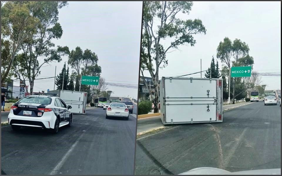 Vuelca camioneta en bulevar Felipe Ángeles, al sur de Pachuca
