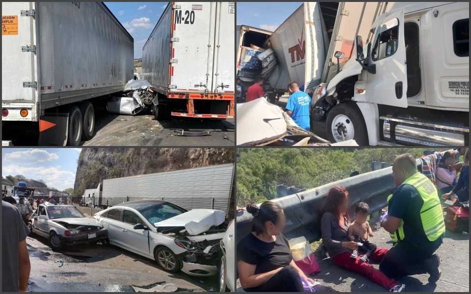 Fuerte choque múltiple en los límites de Hidalgo; al menos 10 vehículos involucrados