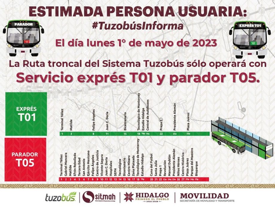 Estaciones cerradas, recortes y suspensión de servicio este lunes en el Tuzobús