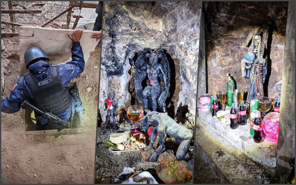 #Video 😱 Encuentran altar satánico en túnel huachicolero durante operativo en Hidalgo