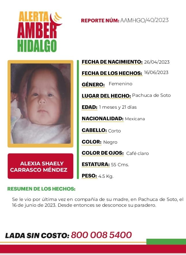 Desaparecen joven madre y su bebé en Pachuca; emiten alertas para encontrarlas