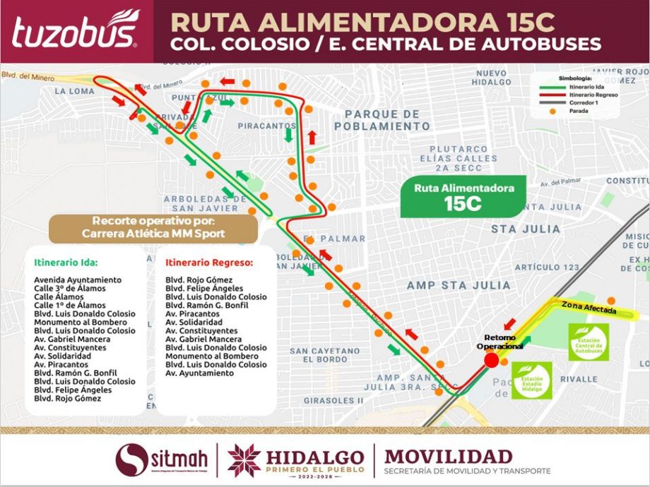 Habrá cierre de 12 estaciones y desvíos temporales en 6 rutas del Tuzobús