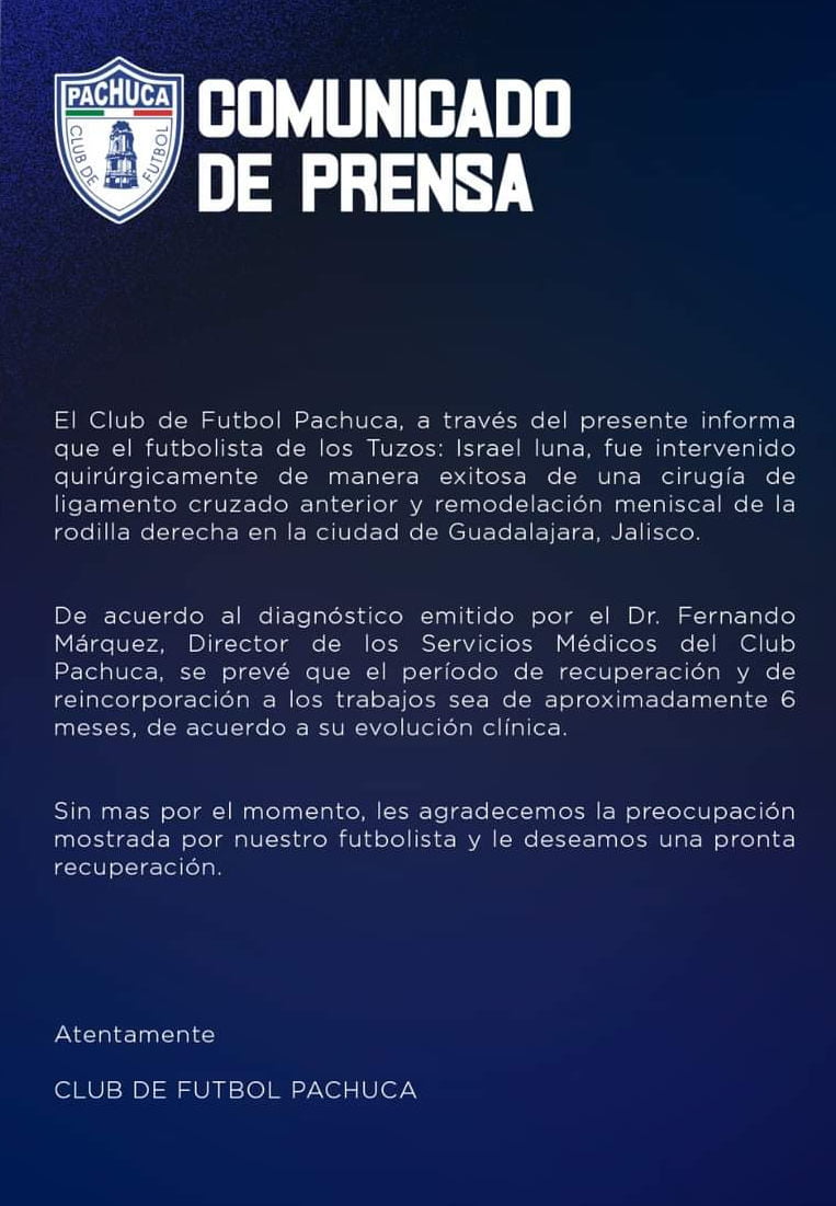 #Baja 🤕 Mediocampista de los Tuzos estará 6 meses fuera por lesión