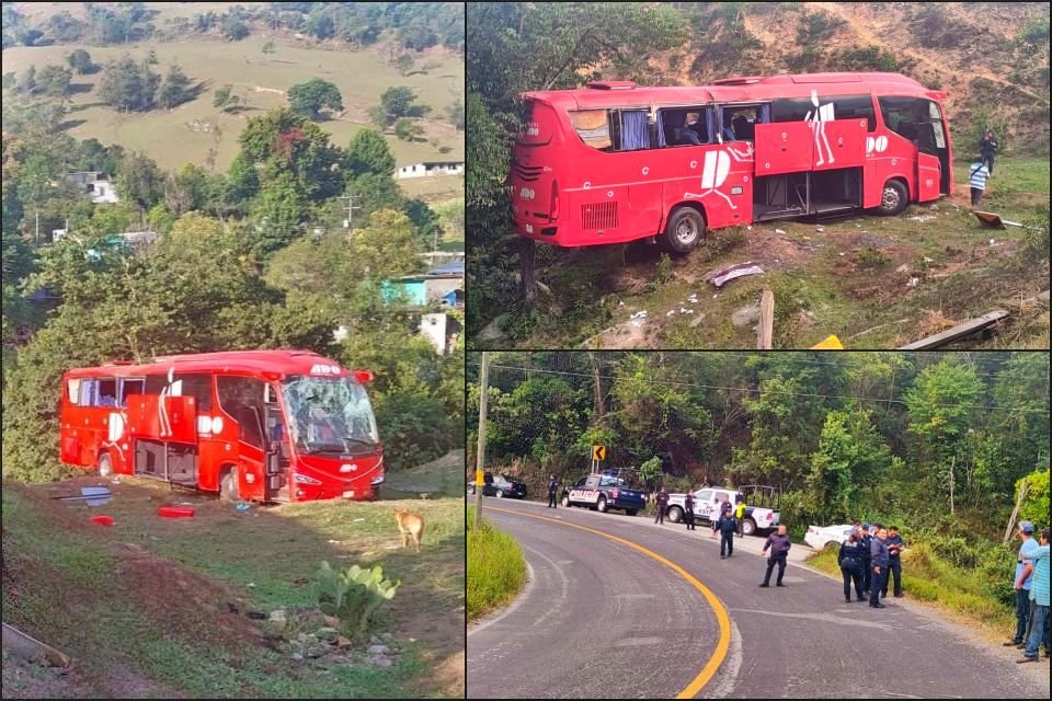 Se desbarranca autobús ADO con pasajeros en Hidalgo; hay 19 personas lesionadas