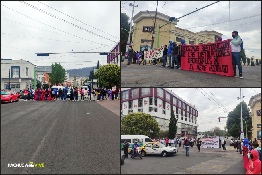 Estudiantes de El Mexe bloquean calles de Pachuca