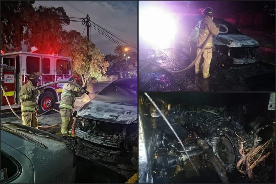 ¡#Fuego! 🔥 Dos autos se incendiaron durante la madrugada de este domingo en Pachuca