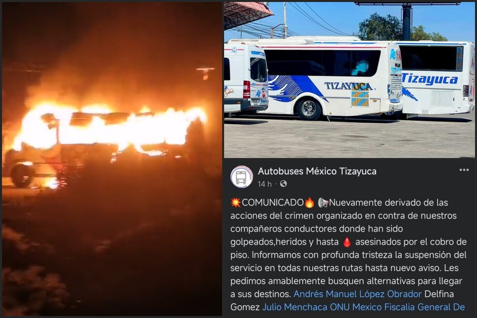 Transporte público suspende servicio en Tizayuca por agresiones y extorsiones