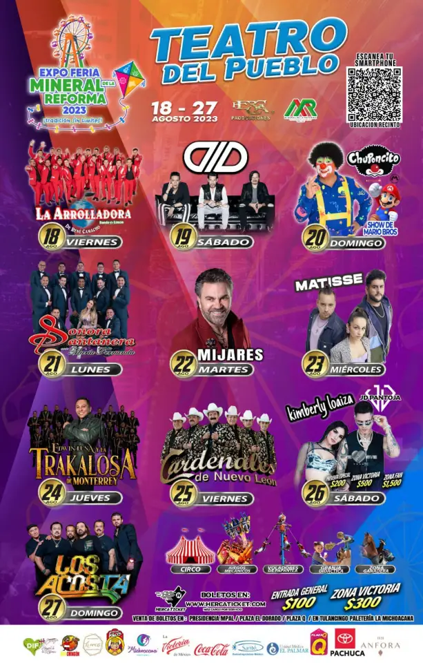 #ElBueno 🎤 Este es el cartel final del Teatro del Pueblo de la Expo Feria Mineral de la Reforma 2023