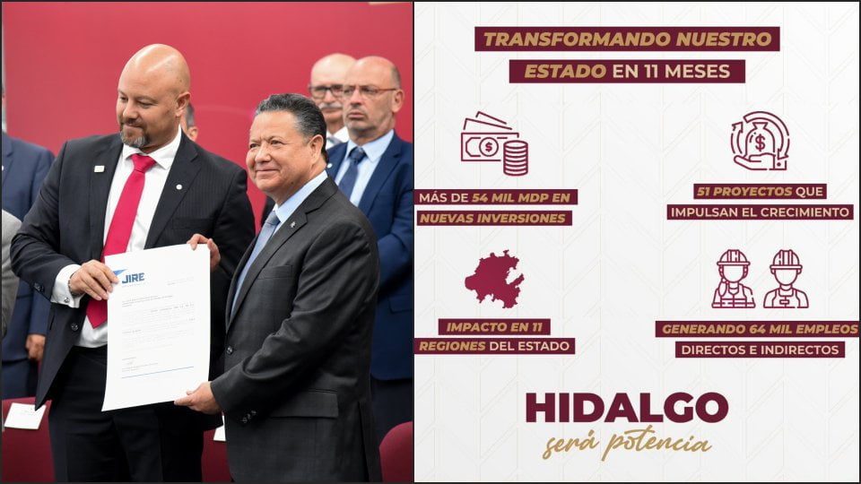 #CifrasHistóricas 💰 Inversiones en Hidalgo alcanzan en 11 meses casi el equivalente a las del sexenio anterior