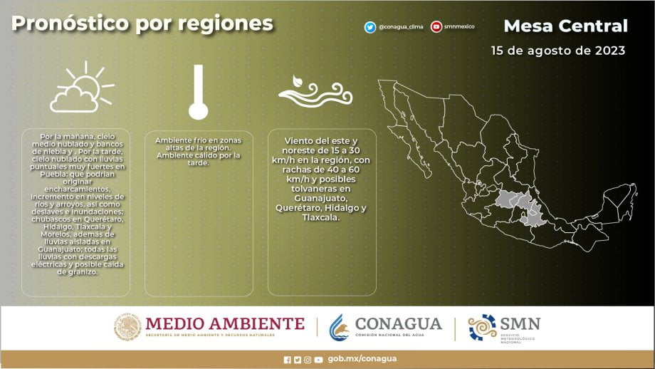 #Clima 🌪️ Pronostican lluvias, fuerte viento y tolvaneras para Hidalgo este martes