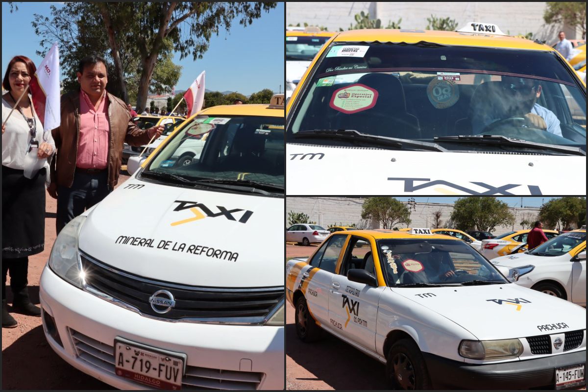 #TómaloEnCuenta 🚖 Si ves un taxi con este distintivo en Pachuca, es un transporte seguro