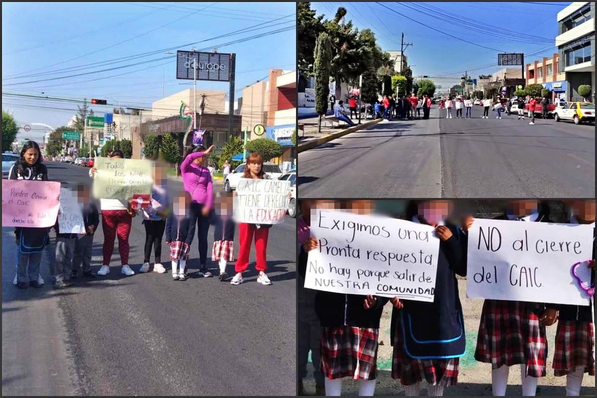 #Protesta 🚧 Niñas, niños y padres de familia se manifiestan en avenida Juárez de Pachuca por cierre de plantel