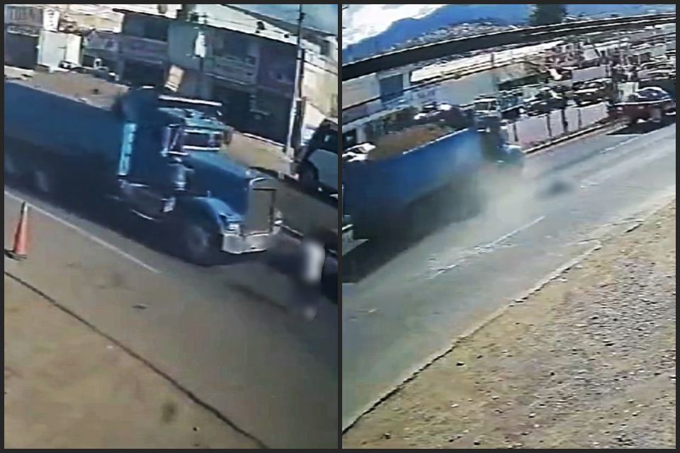 #Video: Captan momento en que un hombre se arroja a un camión en Tulancingo
