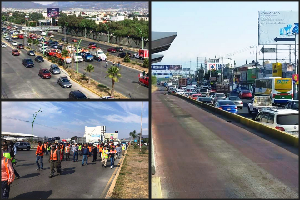 Bloqueos en bulevar Colosio de Pachuca por manifestación de pepenadores