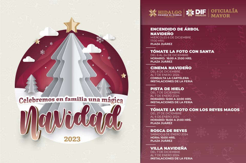 ¡A celebrar! Anuncian encendido de árbol, villa navideña y pista de hielo en Pachuca