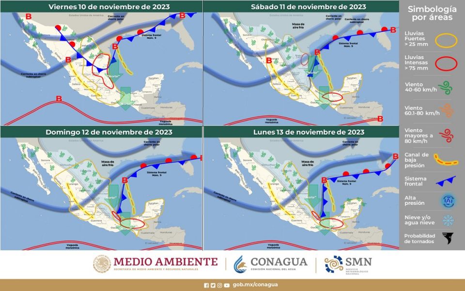 Frente frío traerá lluvias intensas y descenso en la temperatura este fin de semana en Hidalgo