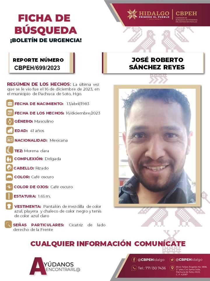 José Roberto desapareció en Pachuca; solicitan ayuda para encontrarlo