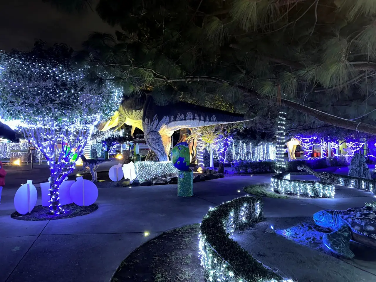 #Galería: Dinoparque iluminado, los dinosaurios se pusieron navideños en Pachuca