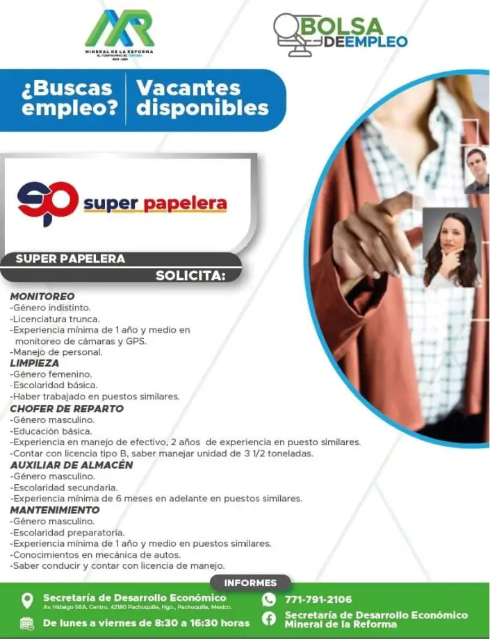 ¿Buscas trabajo? Conocidas empresas ofrecen estas vacantes en Pachuca y Mineral de la Reforma