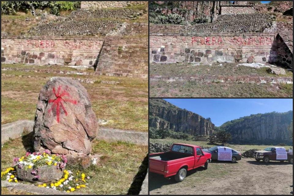 ¡Atentado al patrimonio cultural! Tras protesta, vandalizan importante zona arqueológica de Hidalgo