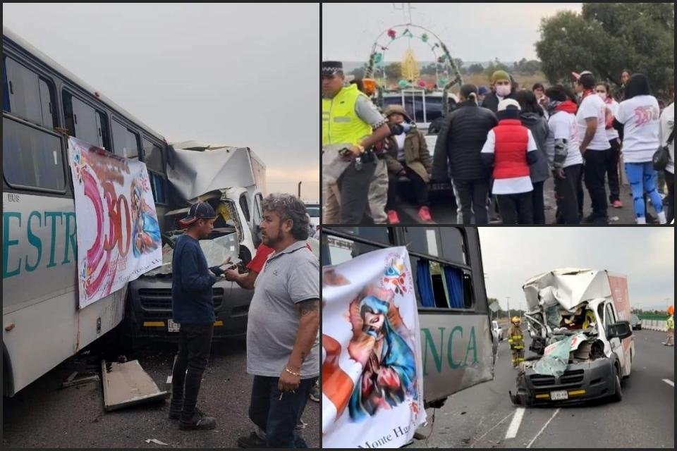 Peregrinos de Hidalgo sufren fuerte accidente en la México-Pachuca
