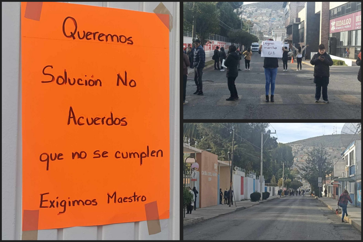 Padres de familia bloquean calle y cierran escuela en Pachuca