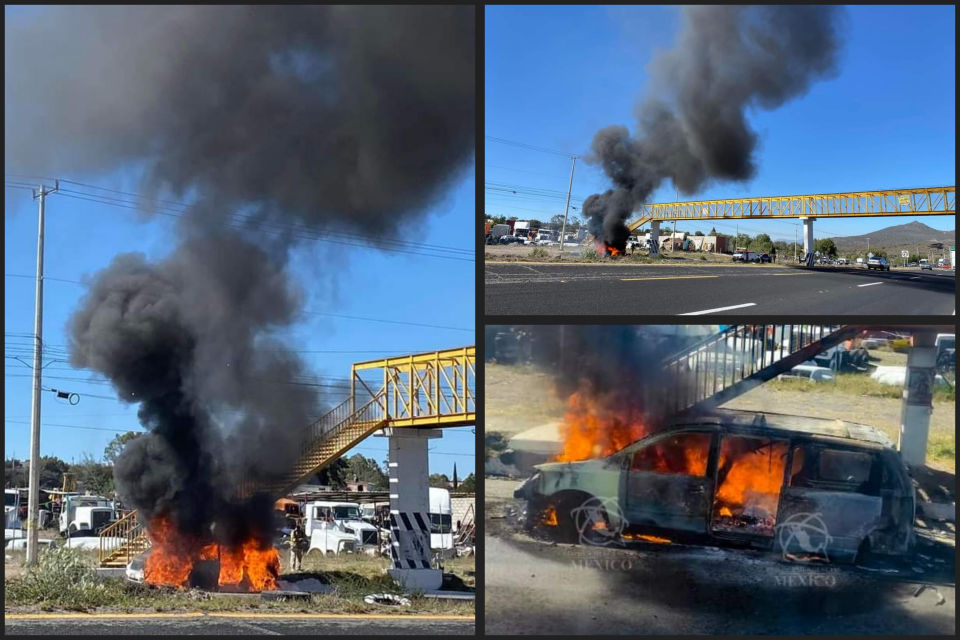 ¡Fuego! Arde camioneta en la Pachuca-Actopan