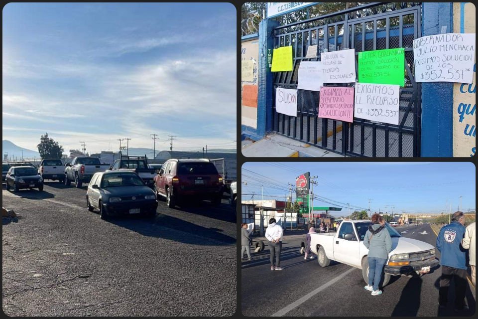 Padres de familia bloquean la carretera Pachuca-Actopan por conflicto escolar