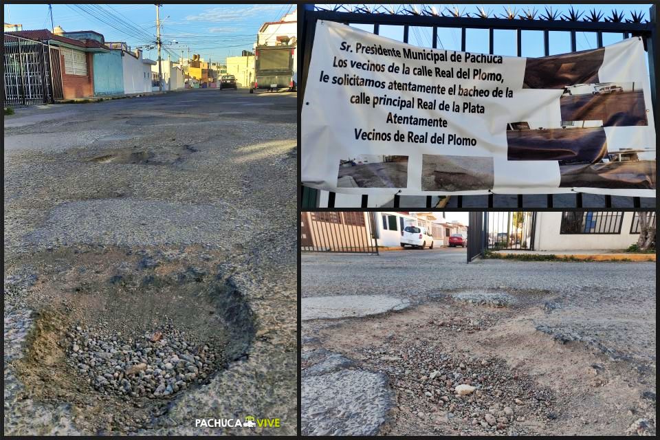 Exceso de cráteres: vecinos piden ayuda para rescatar calle de Pachuca llena de baches