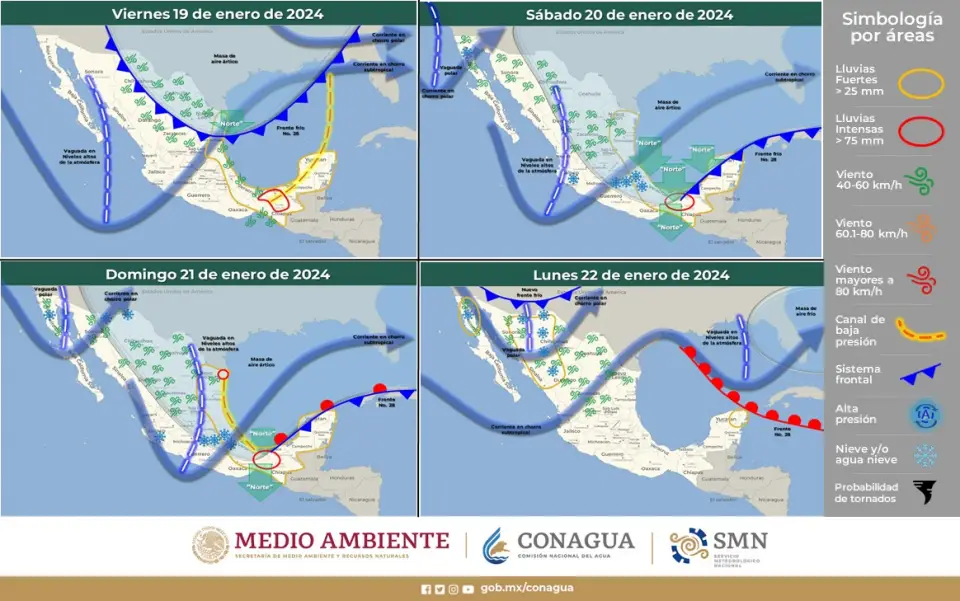 ¡Saquen las cobijas! Llega el frente frío 28 a Hidalgo este fin de semana con masa de aire ártico