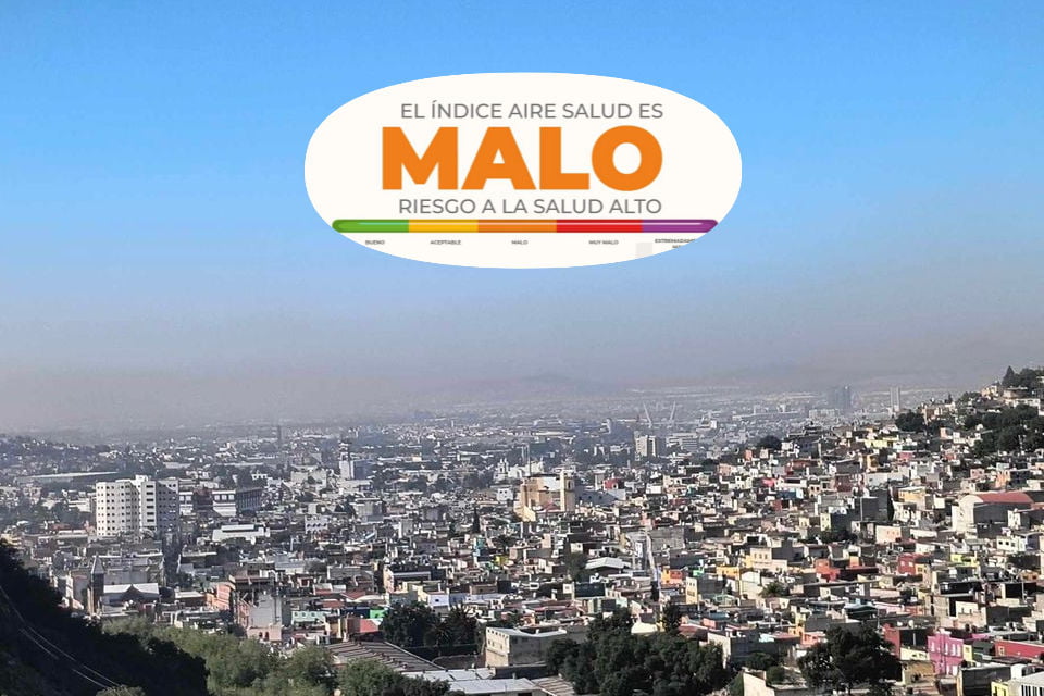 Contaminación atmosférica ahoga a Pachuca; reportan mala calidad del aire con alto riesgo a la salud