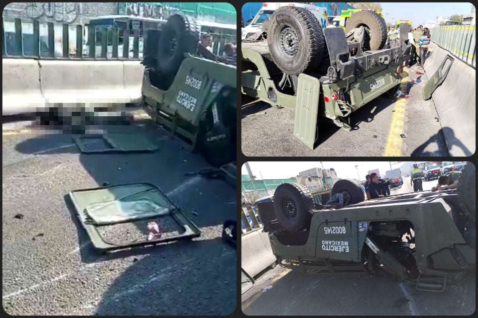 Vuelca vehículo del Ejército en la México-Pachuca; un militar falleció y hay varios lesionados | VIDEO