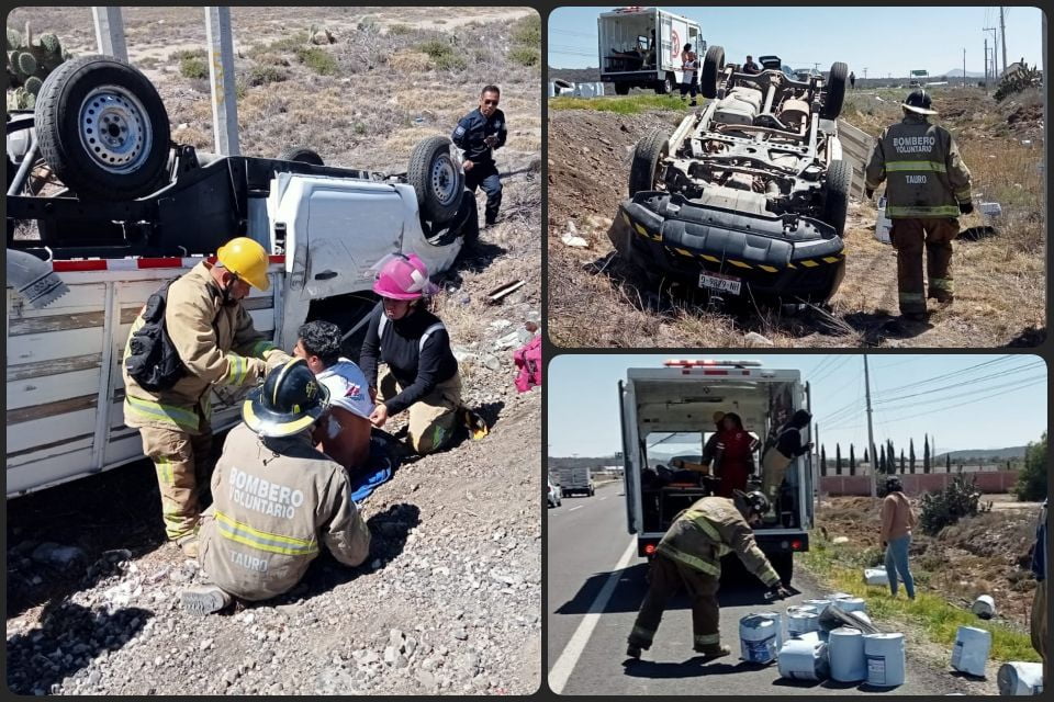 Vuelca camioneta con materiales peligrosos en la Pachuca-Sahagún